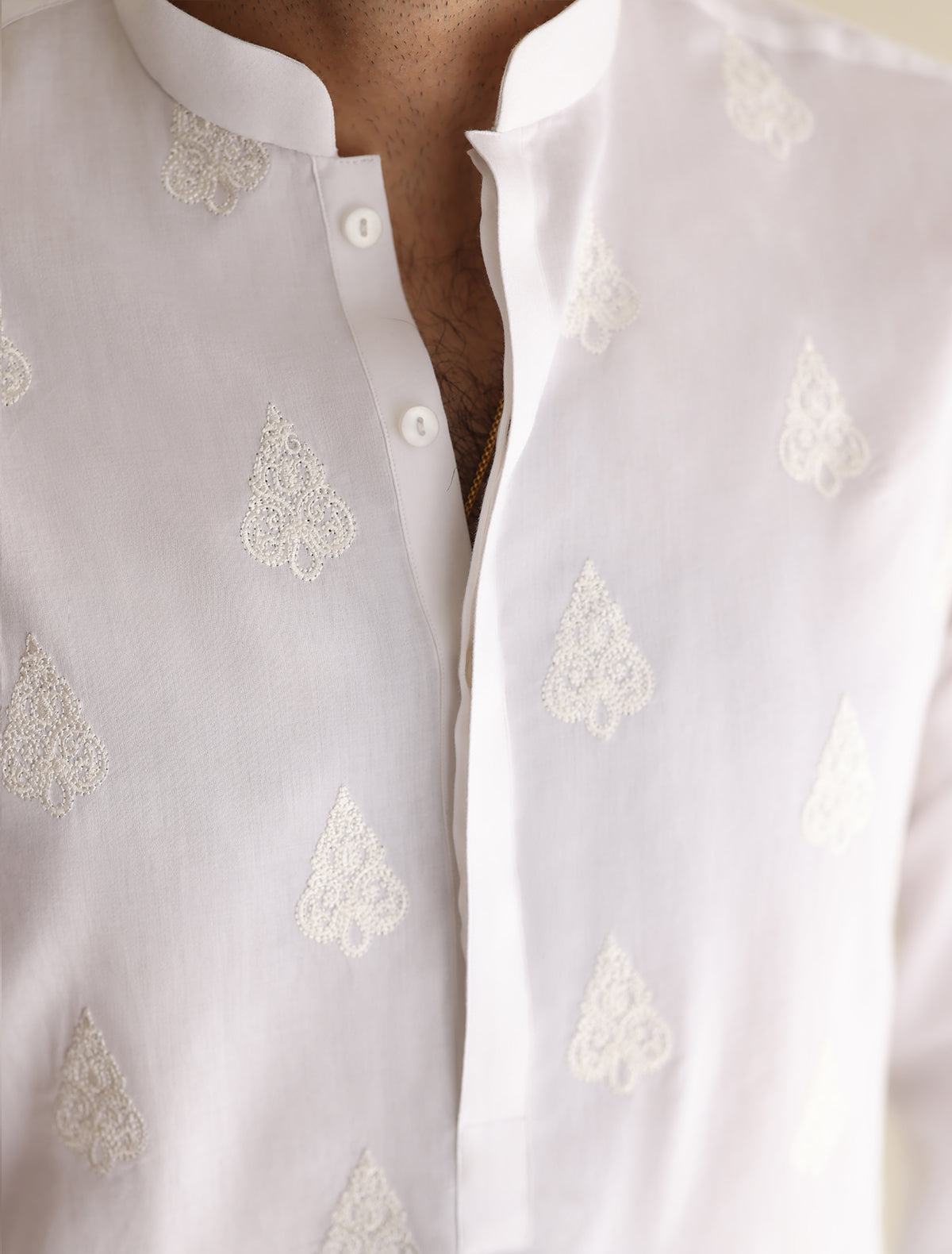 Pakistani Menswear | Ismail Farid - WHITE EMBROIDERED KURTA - Pakistani Clothes for women, in United Kingdom and United States