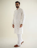 Pakistani Menswear | Ismail Farid - OFF-WHITE EMBROIDERED KURTA - Pakistani Clothes for women, in United Kingdom and United States