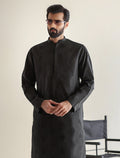 Pakistani Menswear | Ismail Farid - BLACK EMBROIDERED KURTA - Pakistani Clothes for women, in United Kingdom and United States