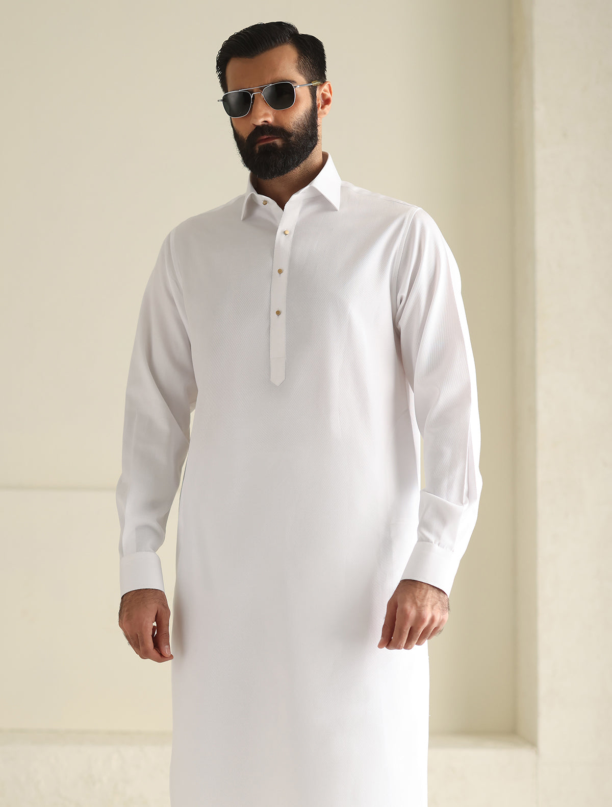 Pakistani Menswear | Ismail Farid - WHITE TWILL KAMEEZ SHALWAR - Pakistani Clothes for women, in United Kingdom and United States