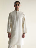 Pakistani Menswear | Ismail Farid - OFF-WHITE EMBROIDERED KURTA - Pakistani Clothes for women, in United Kingdom and United States