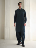 Pakistani Menswear | Ismail Farid - TEAL TEXTURED KAMEEZ SHALWAR - Pakistani Clothes for women, in United Kingdom and United States