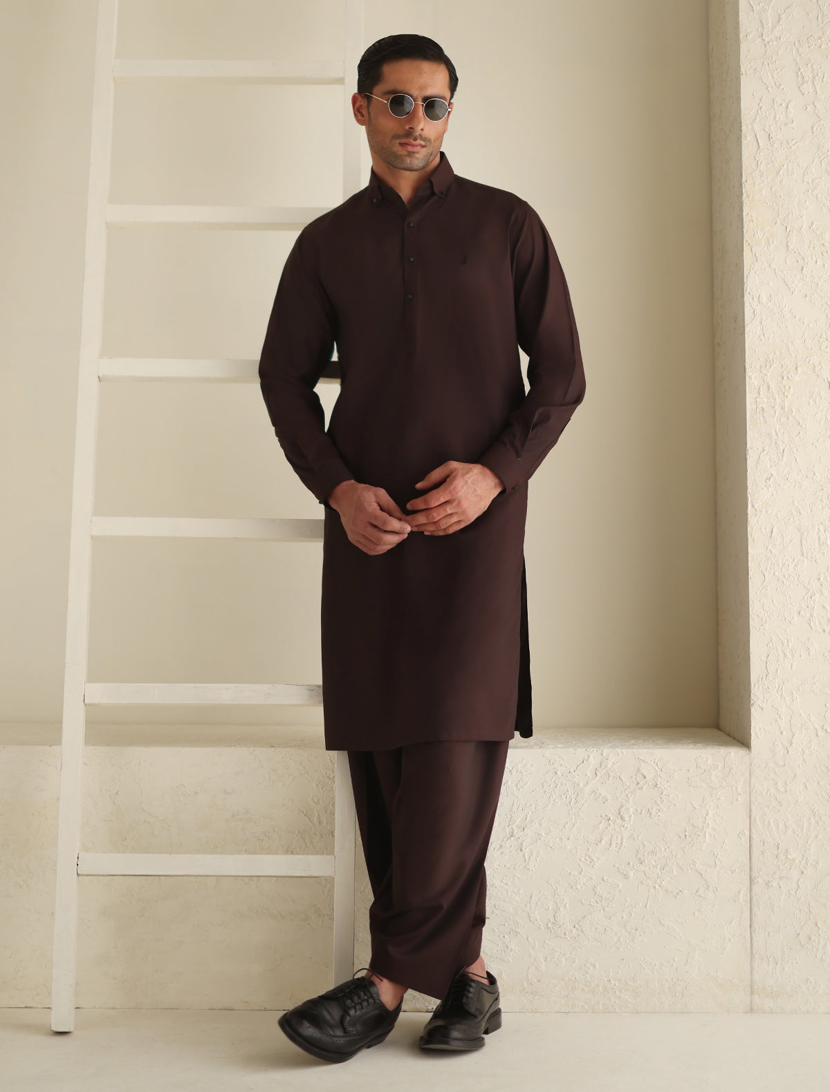 Pakistani Menswear | Ismail Farid - MAROON TEXTURED KAMEEZ SHALWAR - Pakistani Clothes for women, in United Kingdom and United States