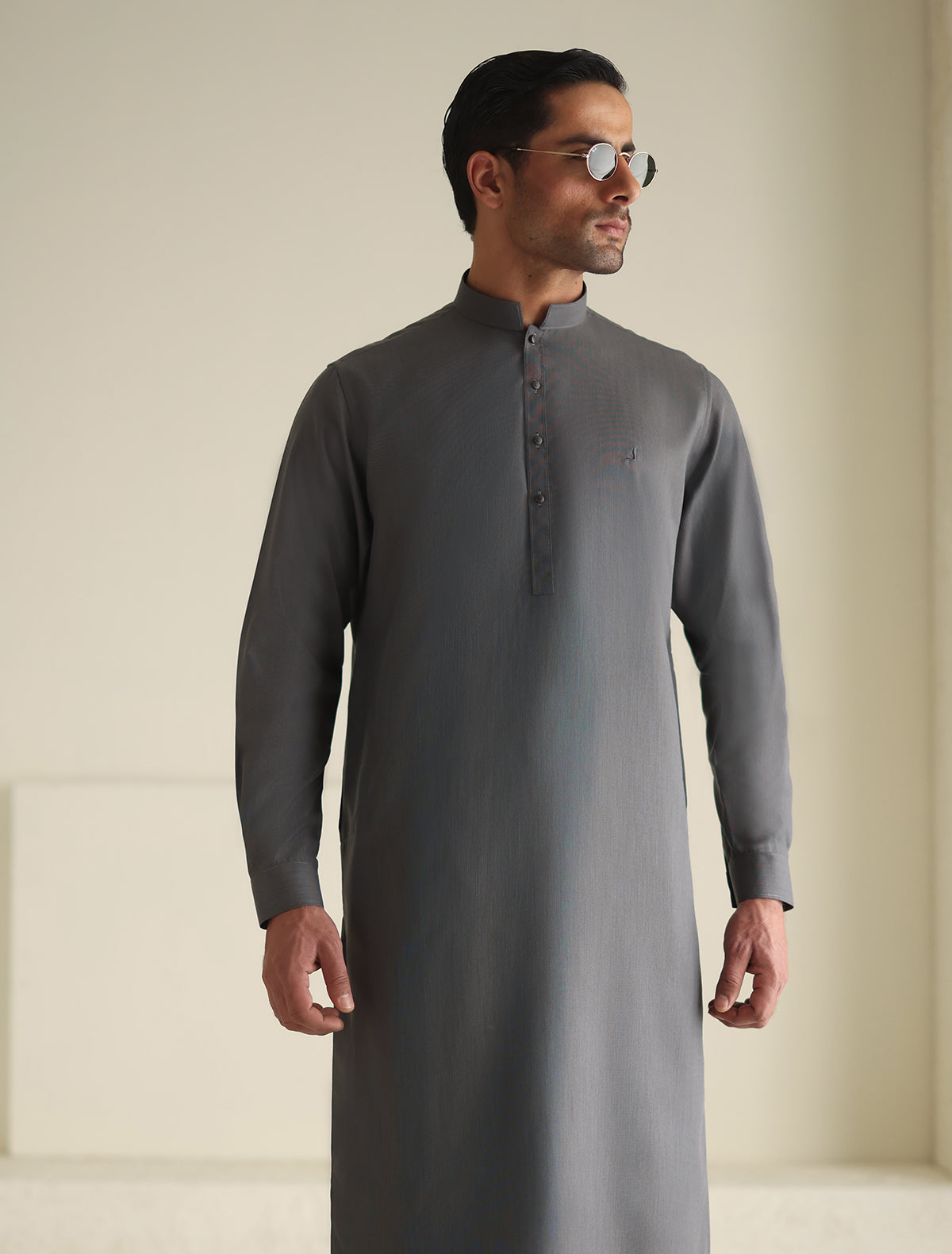 Pakistani Menswear | Ismail Farid - STEEL GREY KAMEEZ SHALWAR - Pakistani Clothes for women, in United Kingdom and United States