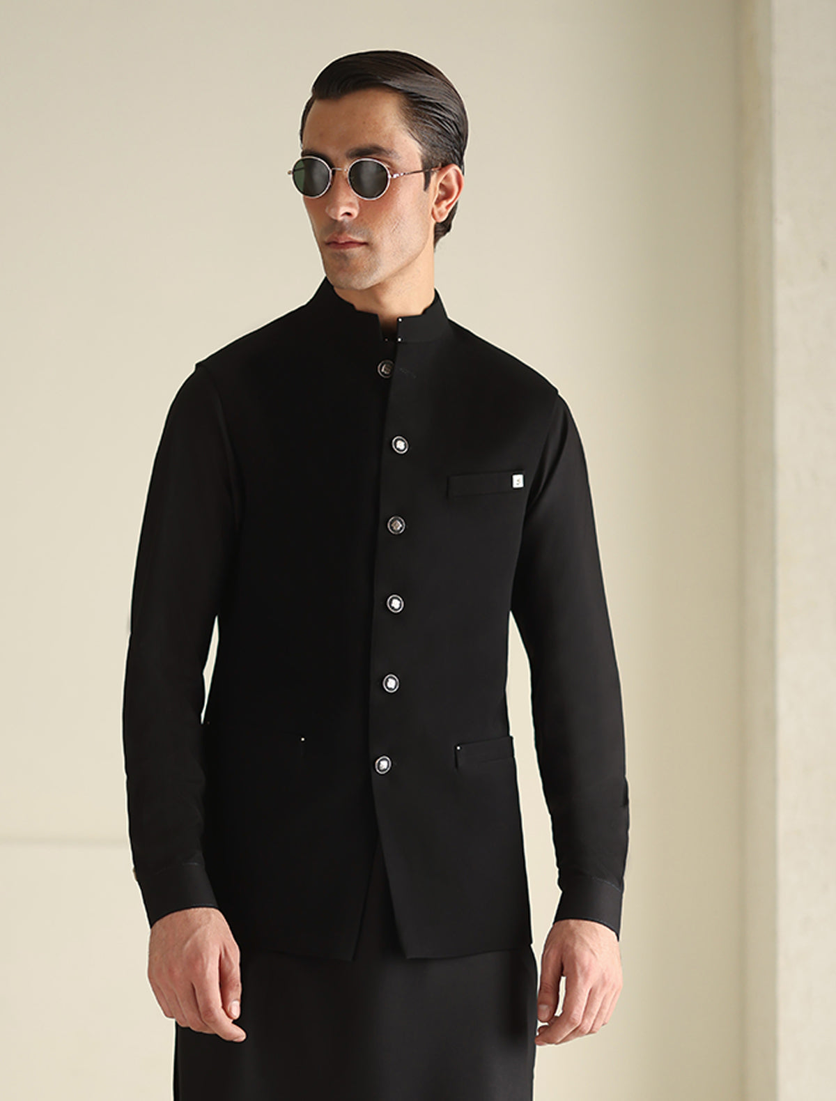 Pakistani Menswear | Ismail Farid - BLACK WAISTCOAT - Pakistani Clothes for women, in United Kingdom and United States