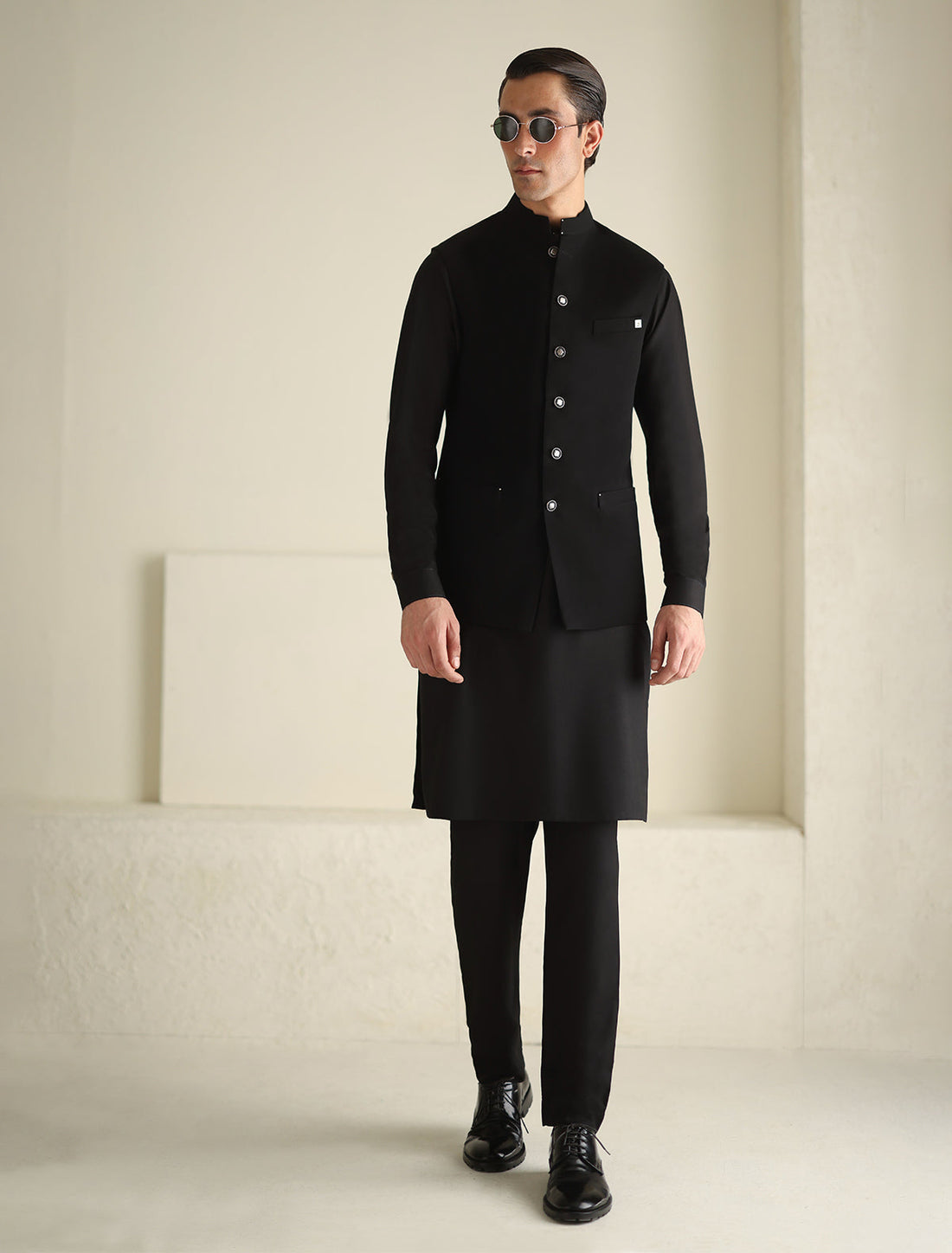 Pakistani Menswear | Ismail Farid - BLACK WAISTCOAT - Pakistani Clothes for women, in United Kingdom and United States