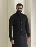 Pakistani Menswear | Ismail Farid - BLACK SLIM FIT WAISTCOAT - Pakistani Clothes for women, in United Kingdom and United States