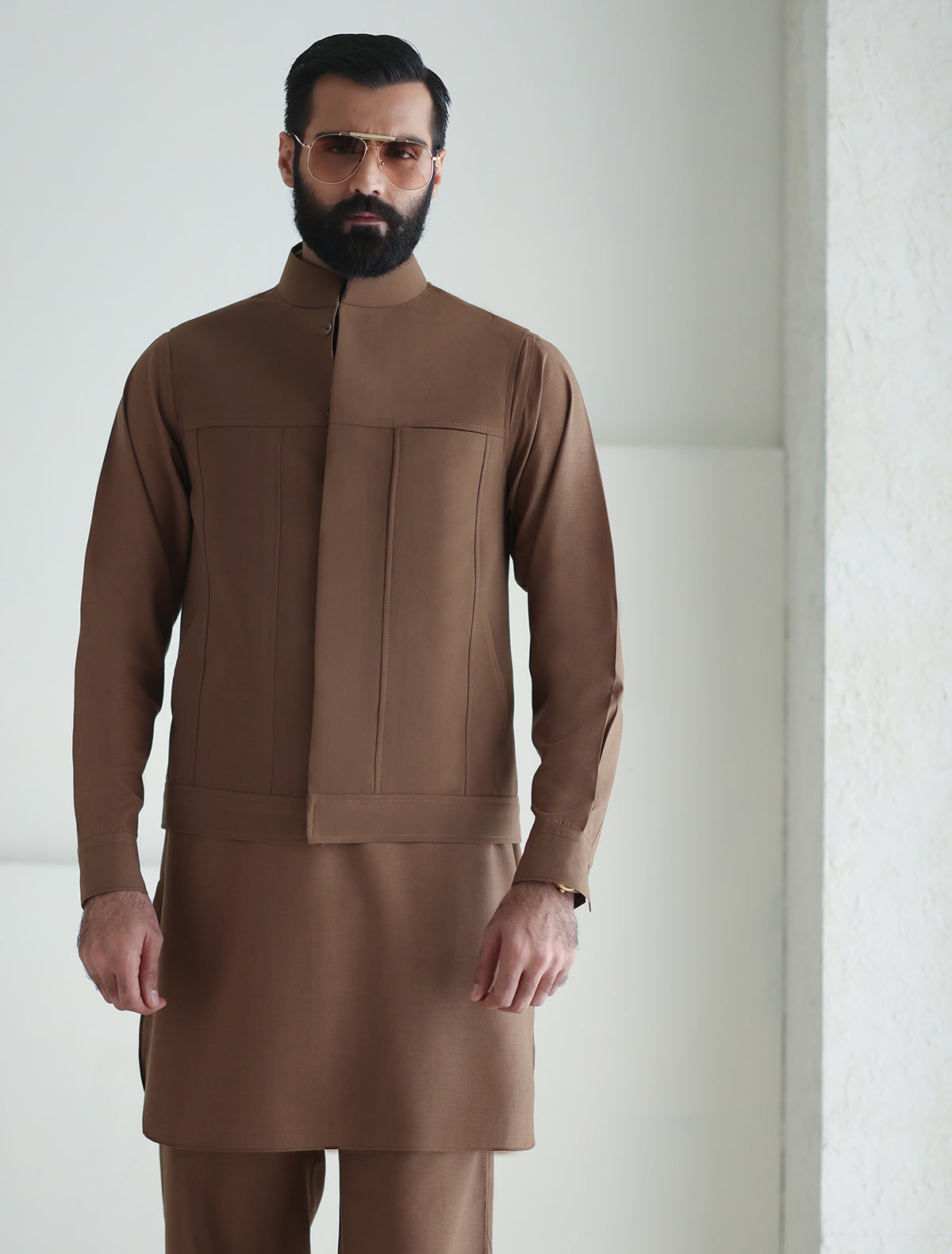 Pakistani Menswear | Ismail Farid - CAMEL WAISTCOAT - Pakistani Clothes for women, in United Kingdom and United States