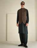 Pakistani Menswear | Ismail Farid - BROWN WAISTCOAT - Pakistani Clothes for women, in United Kingdom and United States