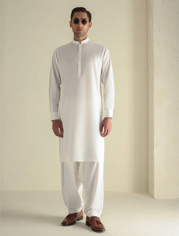 Pakistani Menswear | Ismail Farid - OFF-WHITE PREMIUM KAMEEZ SHALWAR - Pakistani Clothes for women, in United Kingdom and United States