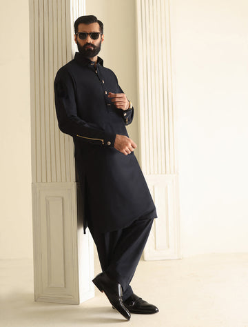 Pakistani Menswear | Ismail Farid - BLUE LIMITED EDITION KAMEEZ SHALWAR - Pakistani Clothes for women, in United Kingdom and United States