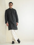 Pakistani Menswear | Ismail Farid - BLACK EMBROIDERED KURTA - Pakistani Clothes for women, in United Kingdom and United States