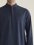 Pakistani Menswear | Ismail Farid - BLUE EMBROIDERED KURTA - Pakistani Clothes for women, in United Kingdom and United States