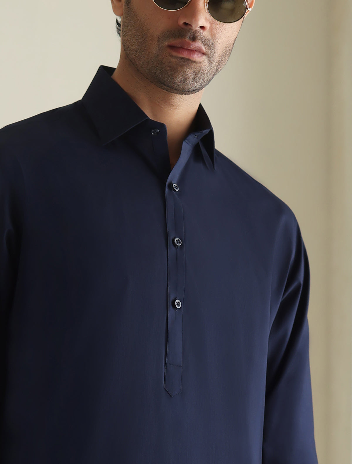 Pakistani Menswear | Ismail Farid - BLUE CLASSIC KAMEEZ SHALWAR - Pakistani Clothes for women, in United Kingdom and United States