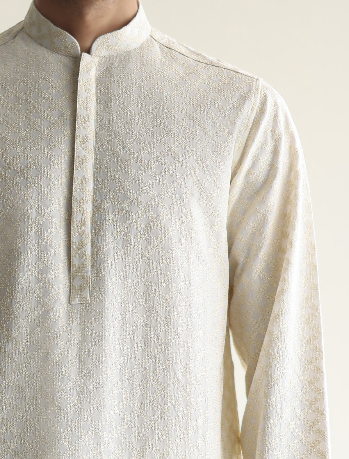 Pakistani Menswear | Ismail Farid - OFF-WHITE EMBROIDERED KURTA - Pakistani Clothes for women, in United Kingdom and United States