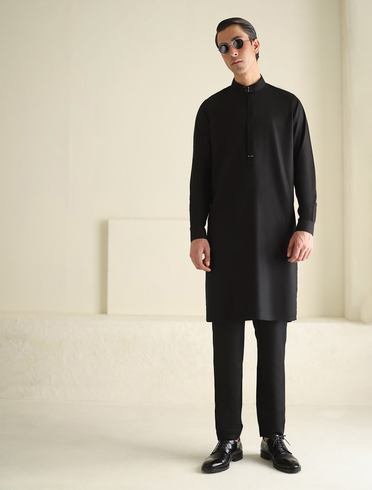 Pakistani Menswear | Ismail Farid RICH BLACK KURTA PAJAMA- - Pakistani Clothes for women, in United Kingdom and United States