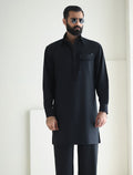 Pakistani Menswear | Ismail Farid - BLACK DESIGNER KURTA PAJAMA - Pakistani Clothes for women, in United Kingdom and United States