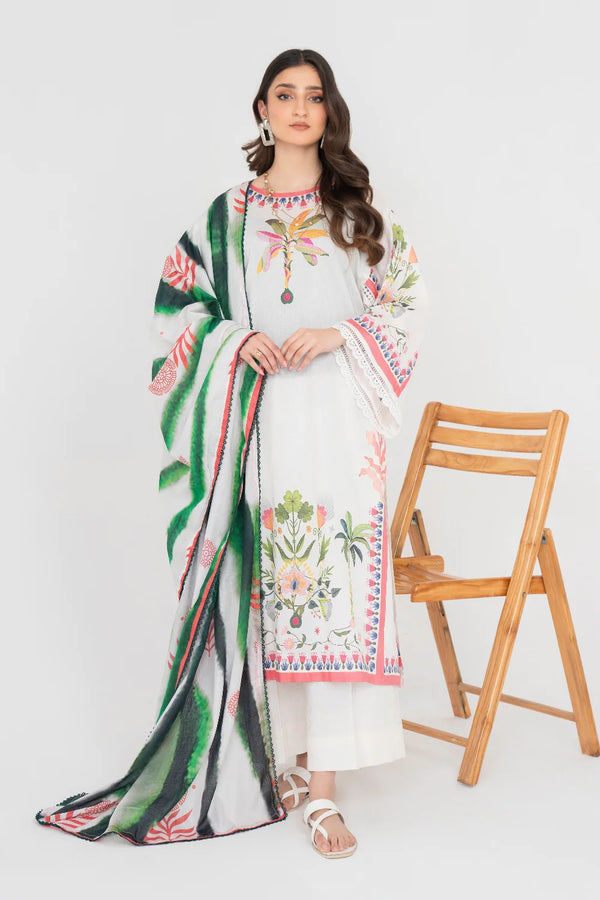 Ittehad | Printed Lawn 24 | IP3P05-3PS-OWH - Hoorain Designer Wear - Pakistani Ladies Branded Stitched Clothes in United Kingdom, United states, CA and Australia