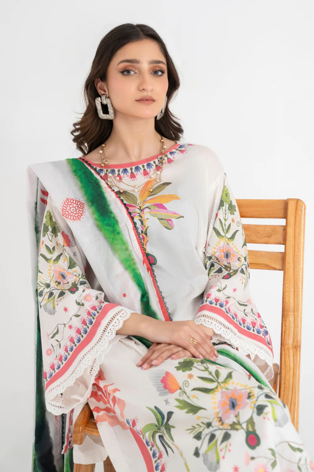 Ittehad | Printed Lawn 24 | IP3P05-3PS-OWH - Pakistani Clothes for women, in United Kingdom and United States