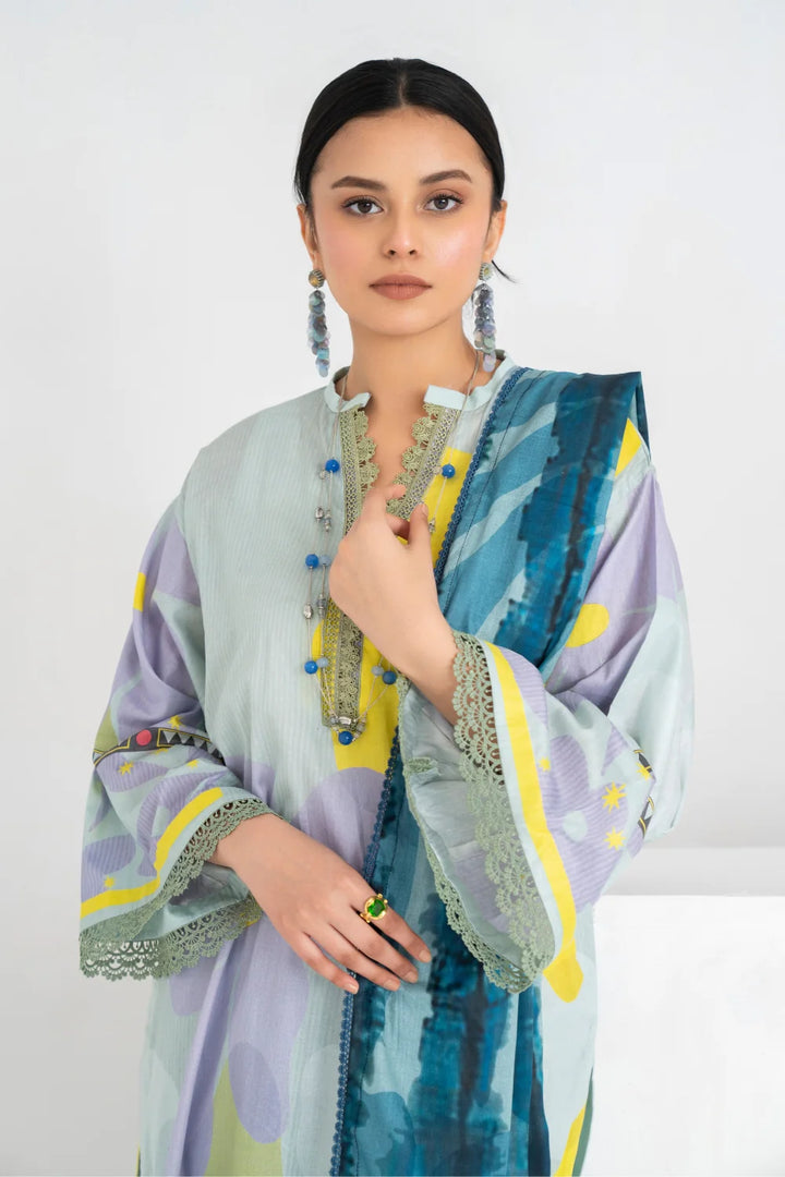 Ittehad | Printed Lawn 24 | IP3P07-3PS-LGR - Pakistani Clothes for women, in United Kingdom and United States