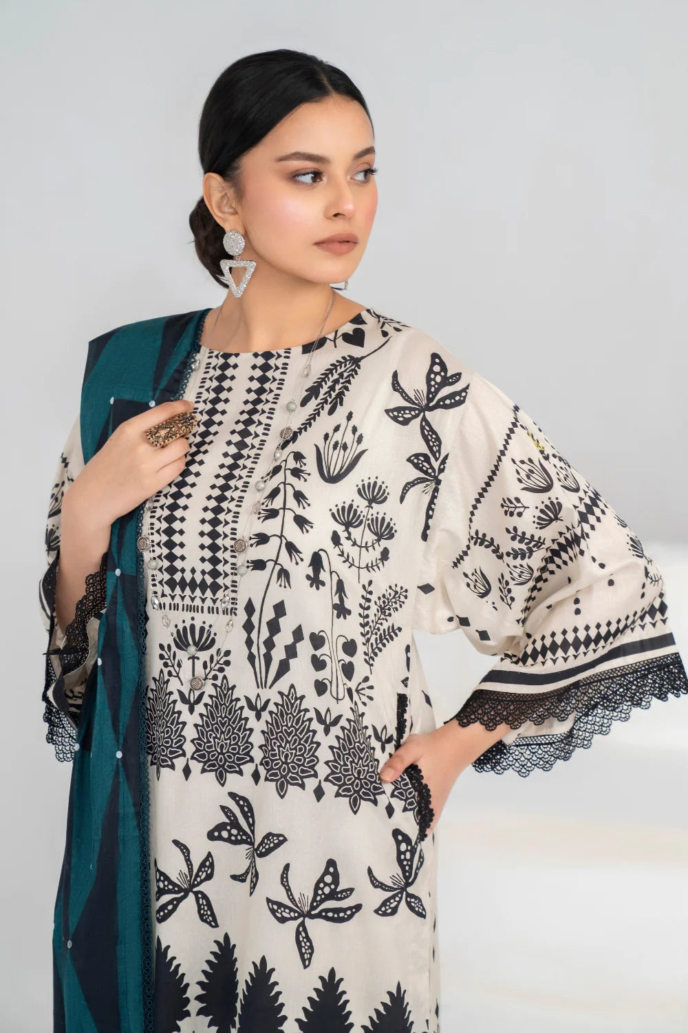 Ittehad | Printed Lawn 24 |  IP3P02-3PS-BGE - Pakistani Clothes for women, in United Kingdom and United States