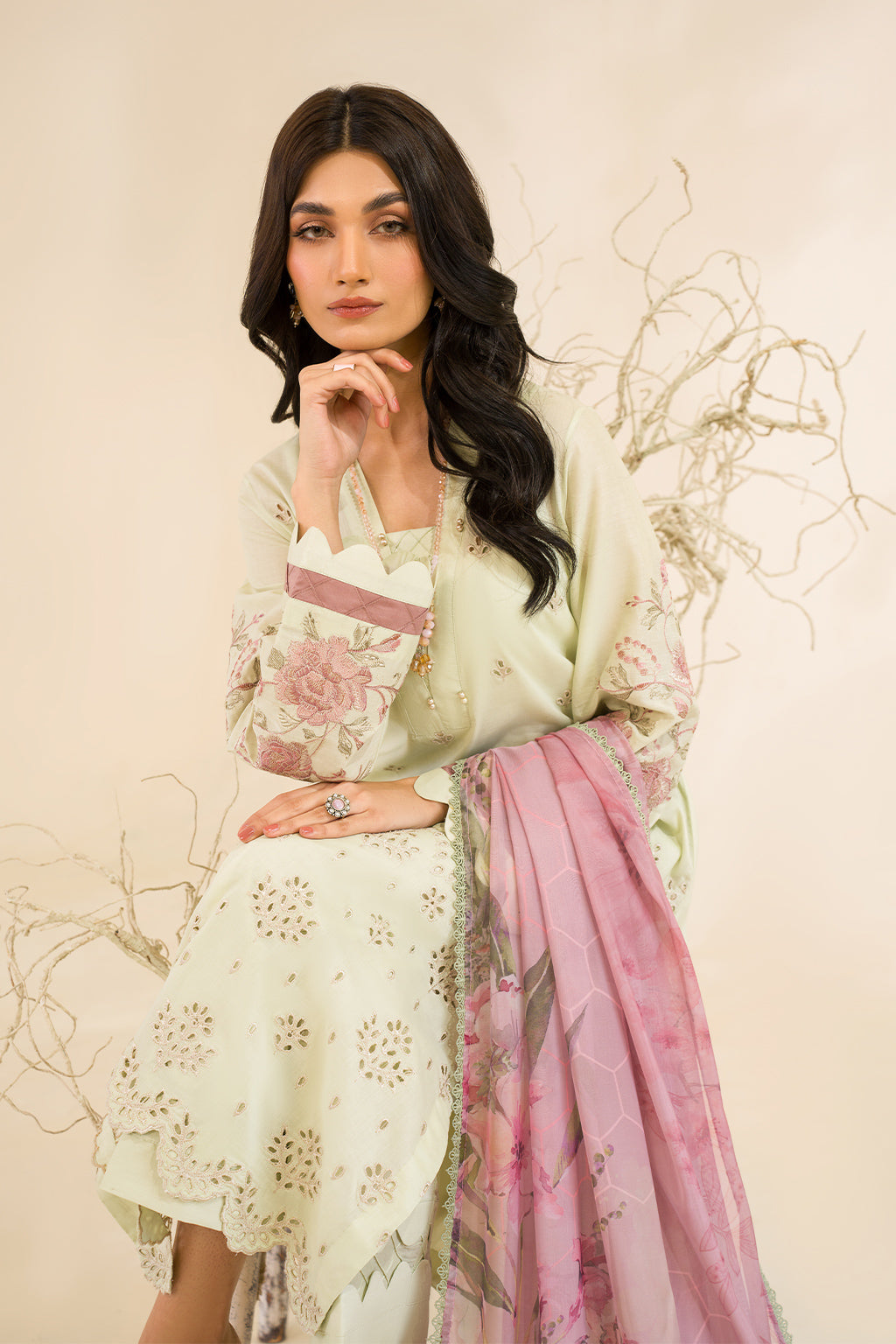 Iznik | Lawnkari 24 | UE-198 SILKGREEN - Pakistani Clothes for women, in United Kingdom and United States