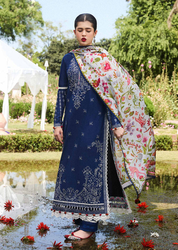 Hussain Rehar | SS Lawn 24 | Cyan - Pakistani Clothes for women, in United Kingdom and United States