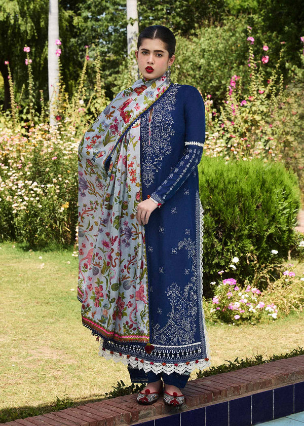 Hussain Rehar | SS Lawn 24 | Cyan - Hoorain Designer Wear - Pakistani Ladies Branded Stitched Clothes in United Kingdom, United states, CA and Australia