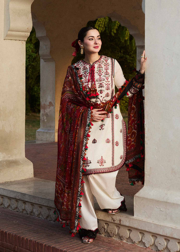 Hussain Rehar | SS Lawn 24 | Fawn - Pakistani Clothes for women, in United Kingdom and United States