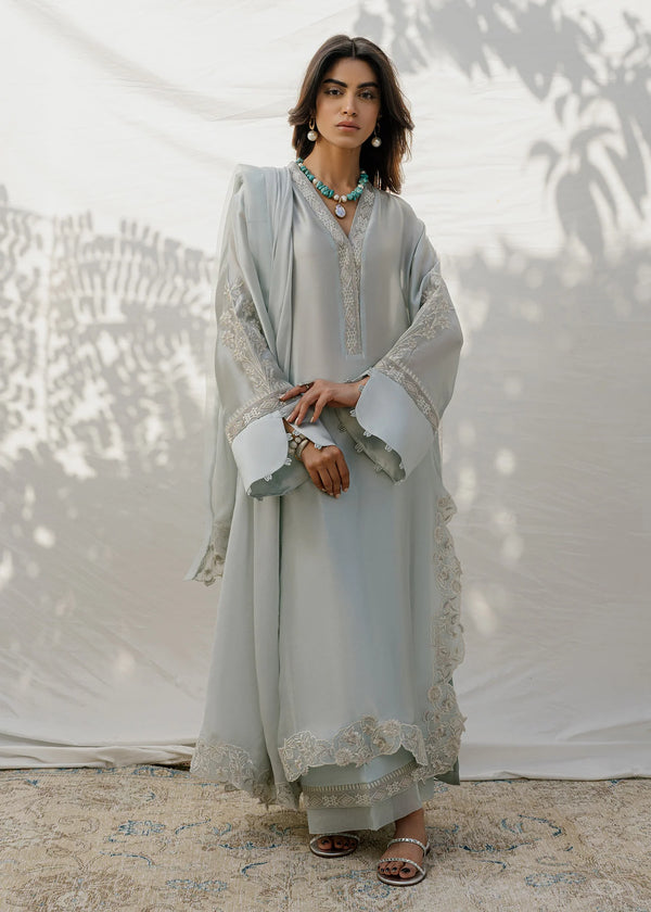 Mahgul | Eid Edit 2024 | Silver Light - Hoorain Designer Wear - Pakistani Ladies Branded Stitched Clothes in United Kingdom, United states, CA and Australia