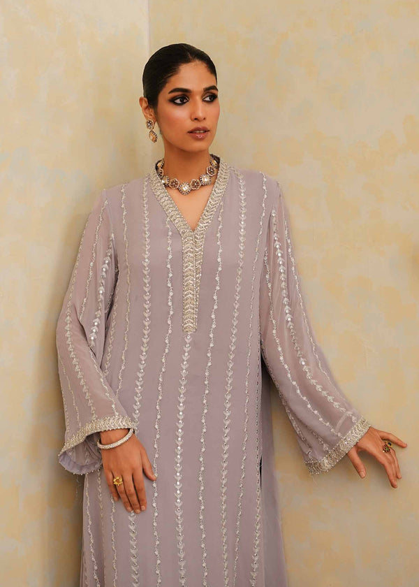 Mahgul | Eid Edit 2024 | Lavender Lines - Hoorain Designer Wear - Pakistani Ladies Branded Stitched Clothes in United Kingdom, United states, CA and Australia