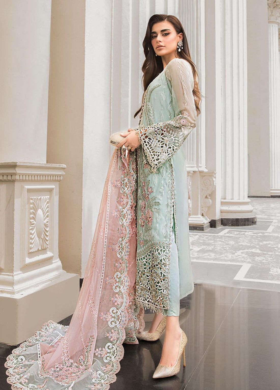 Maria B | Luxury Chiffon Collection | Mint Green