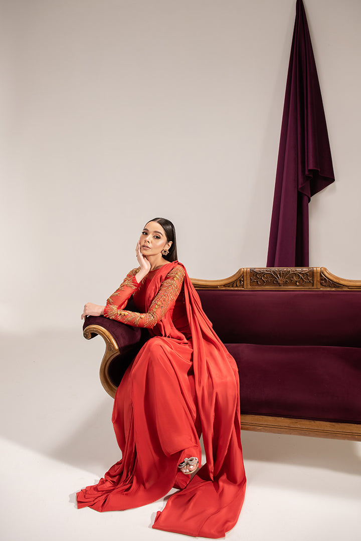 Maria Osama Khan | Tiffany Formals | Carnelian - Hoorain Designer Wear - Pakistani Ladies Branded Stitched Clothes in United Kingdom, United states, CA and Australia