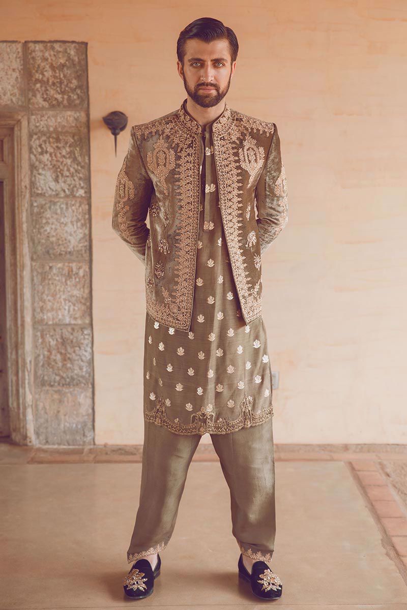 Pakistani Menswear | MNR-ANTIQUE GOLD - Pakistani Clothes for women, in United Kingdom and United States