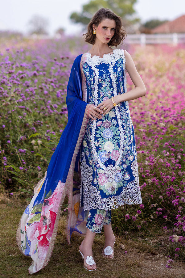 Mushq | Hemline The Secret Garden | BLUE MORPHO - Hoorain Designer Wear - Pakistani Ladies Branded Stitched Clothes in United Kingdom, United states, CA and Australia