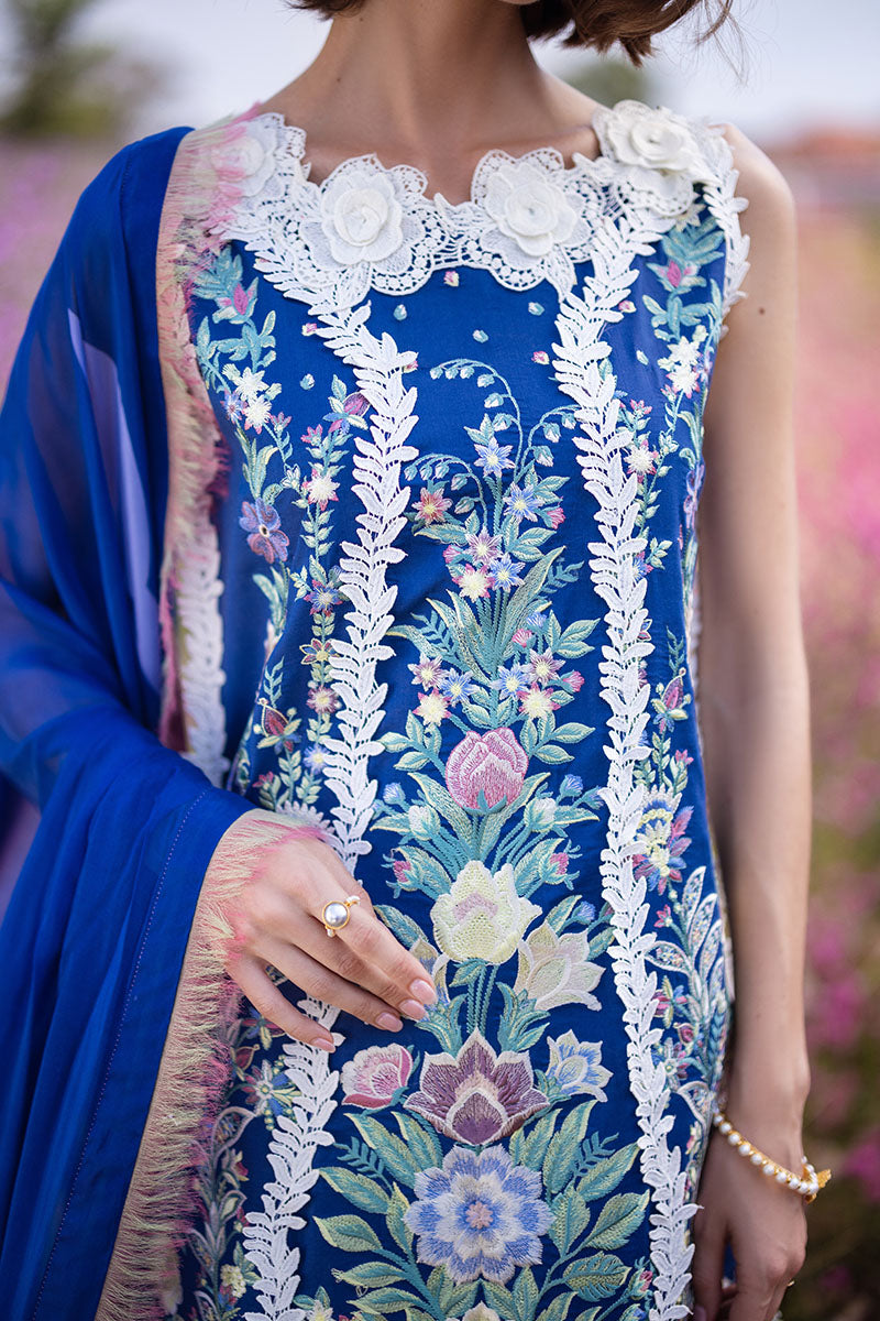 Mushq | Hemline The Secret Garden | BLUE MORPHO - Pakistani Clothes for women, in United Kingdom and United States