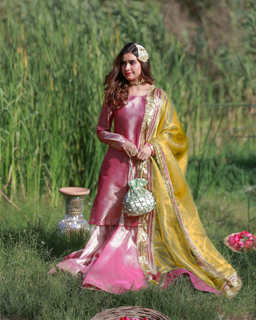 Zar | Gharara Formals | Pink/Yellow