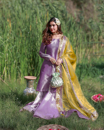 Zar | Gharara Formals | Purple/Yellow