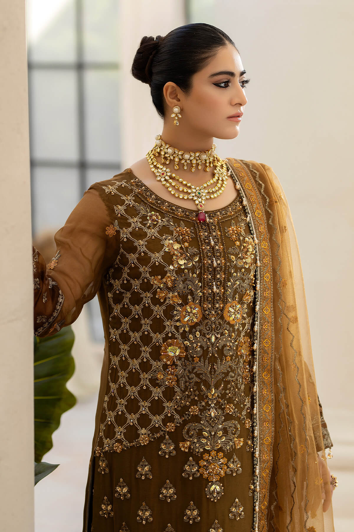 Raeesa Premium | Dehleez Formals | DL-1014 Imperial Brew - Pakistani Clothes for women, in United Kingdom and United States