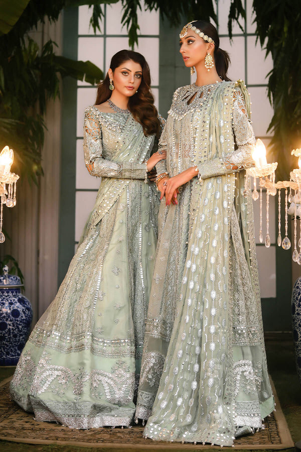 Raeesa Premium | Wajadan Wedding Formals | WD-2 Pea Green - Hoorain Designer Wear - Pakistani Ladies Branded Stitched Clothes in United Kingdom, United states, CA and Australia