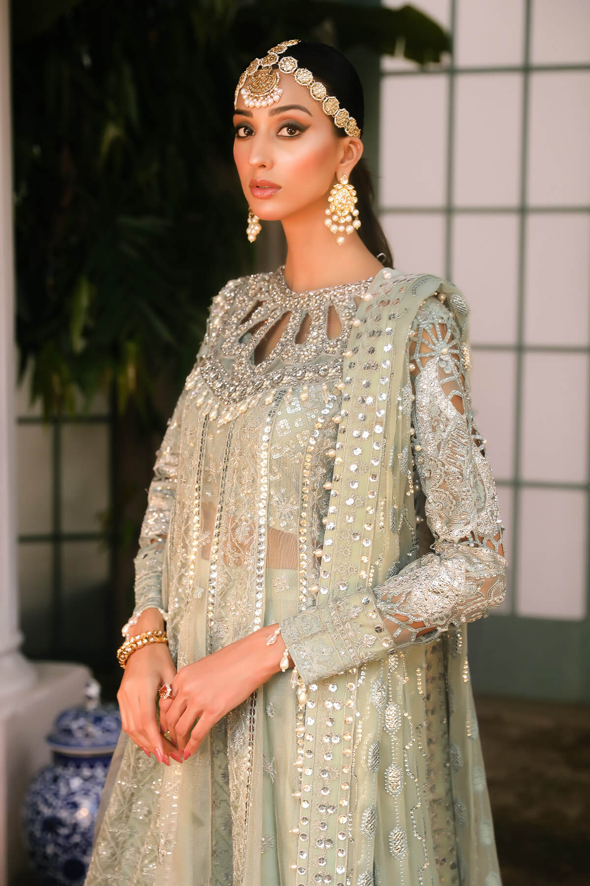 Raeesa Premium | Wajadan Wedding Formals | WD-2 Pea Green - Pakistani Clothes for women, in United Kingdom and United States