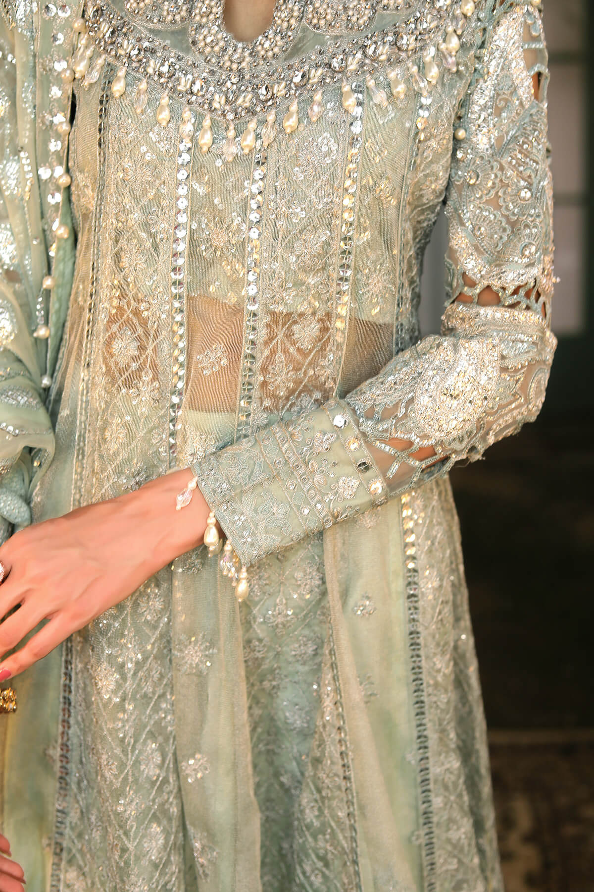 Raeesa Premium | Wajadan Wedding Formals | WD-2 Pea Green - Pakistani Clothes for women, in United Kingdom and United States