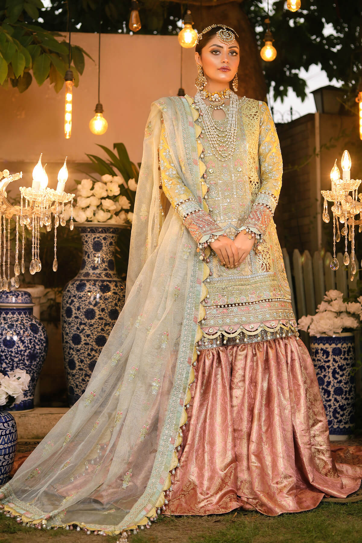 Raeesa Premium | Wajadan Wedding Formals | WD-4 Lemon Chiffon - Pakistani Clothes for women, in United Kingdom and United States