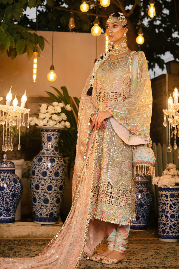 Raeesa Premium | Wajadan Wedding Formals | WD-6 Powder Peach - Hoorain Designer Wear - Pakistani Ladies Branded Stitched Clothes in United Kingdom, United states, CA and Australia