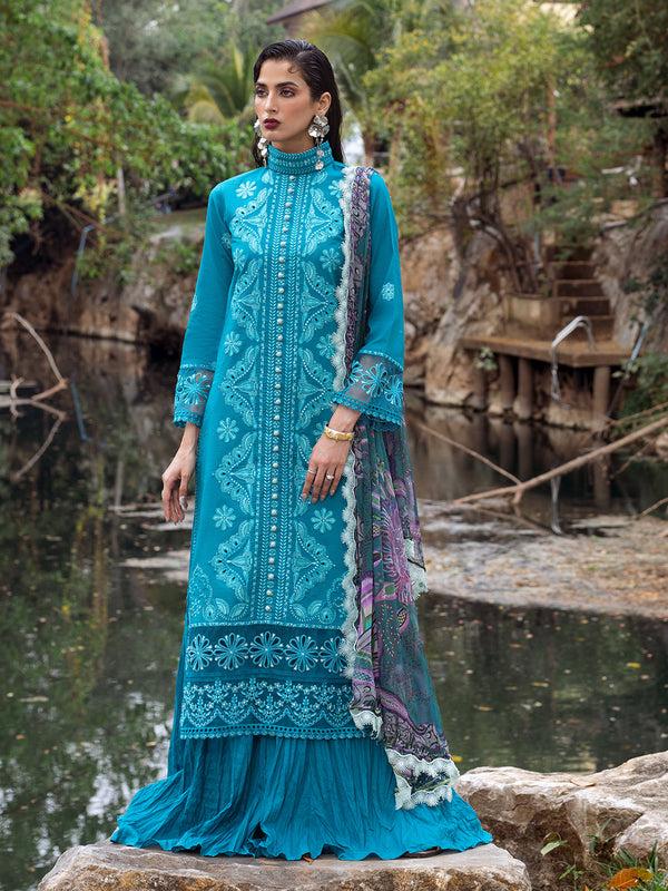 Roheenaz | Dahlia Embroidered Lawn 24 | Delphinium - Hoorain Designer Wear - Pakistani Ladies Branded Stitched Clothes in United Kingdom, United states, CA and Australia