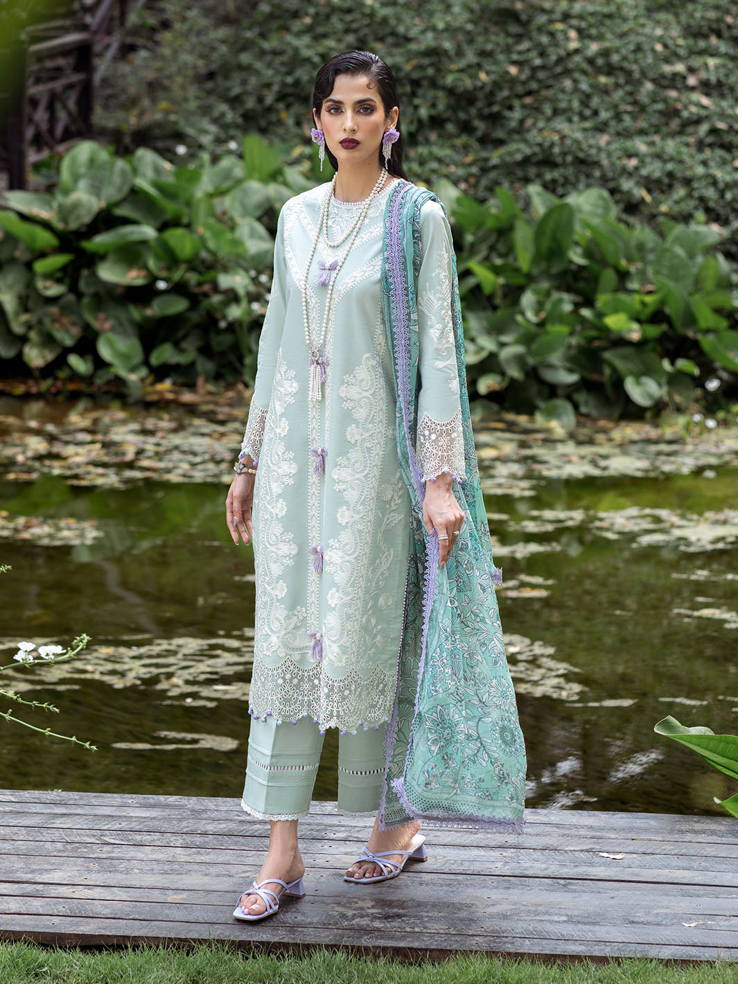 Roheenaz | Dahlia Embroidered Lawn 24 | Gardenia - Pakistani Clothes for women, in United Kingdom and United States