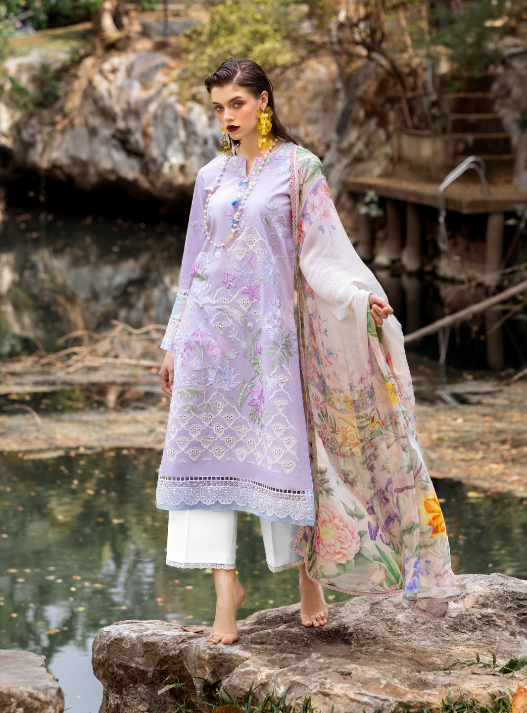 Roheenaz | Dahlia Embroidered Lawn 24 | Iris - Pakistani Clothes for women, in United Kingdom and United States