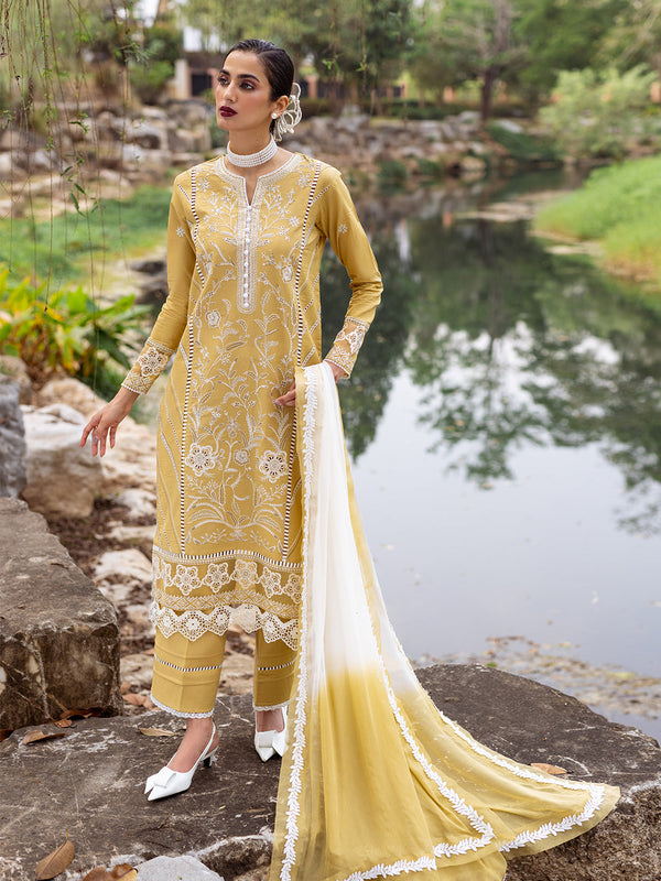 Roheenaz | Dahlia Embroidered Lawn 24 | Forsythia - Hoorain Designer Wear - Pakistani Ladies Branded Stitched Clothes in United Kingdom, United states, CA and Australia