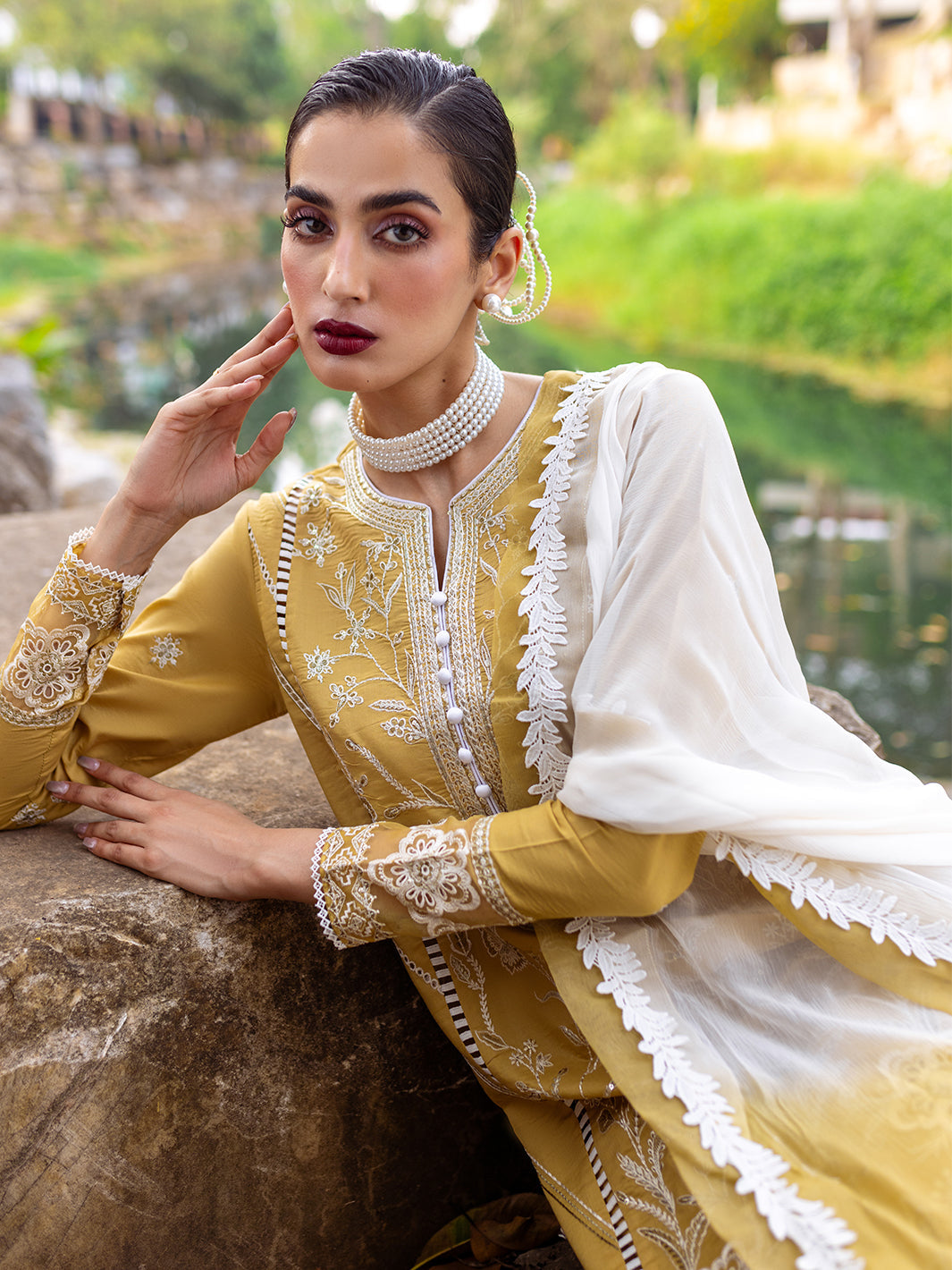 Roheenaz | Dahlia Embroidered Lawn 24 | Forsythia - Pakistani Clothes for women, in United Kingdom and United States