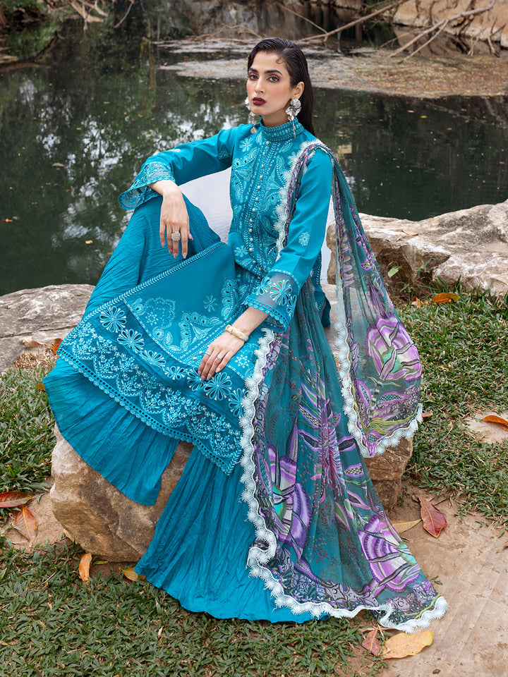 Roheenaz | Dahlia Embroidered Lawn 24 | Delphinium - Pakistani Clothes for women, in United Kingdom and United States